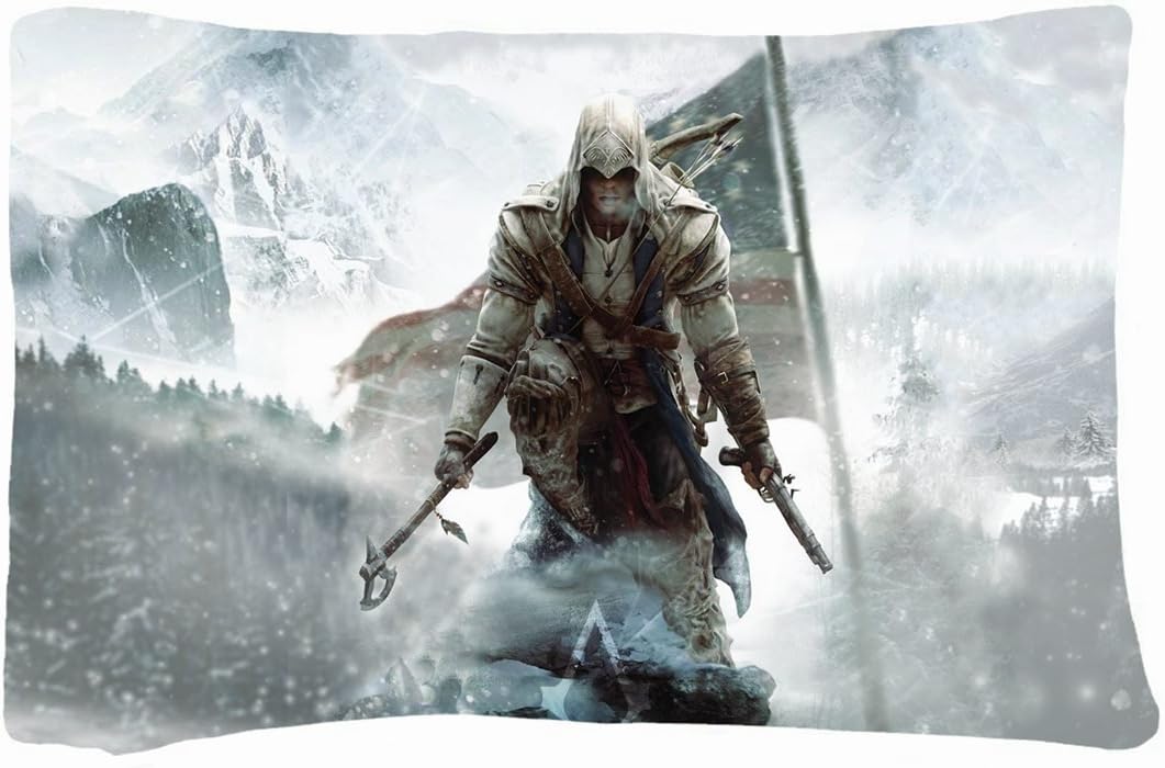 Microfiber Peach Standard Soft And Silky Decorative Pillow Case (20 26 Inch) - Nature Mountains Video Games Mountains Winter Snow Assassin Assassins Creed Flags Tomahawk Assassins Creed Ratohnha Nature Mountains