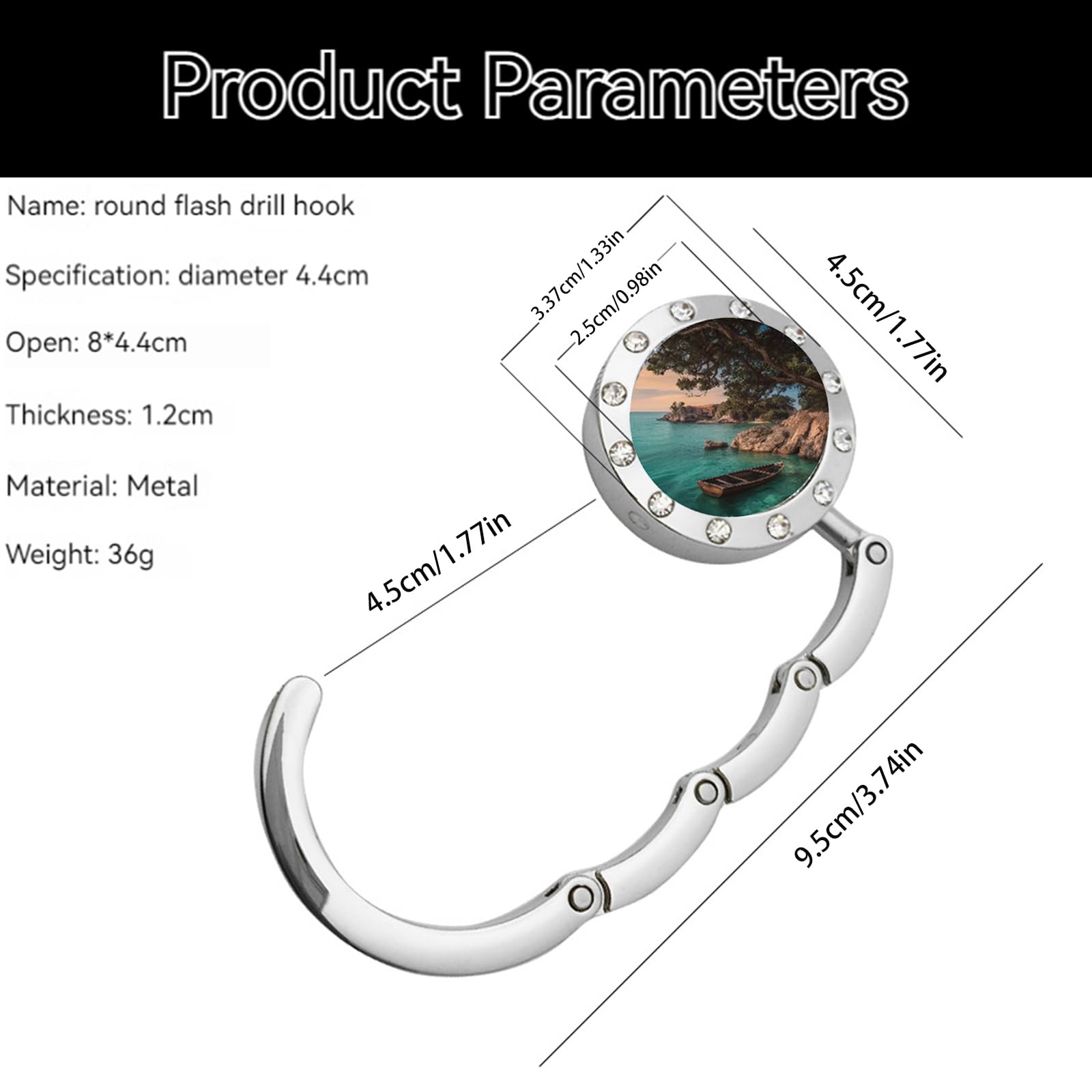 MYLEUS 6 PCS Handbag Hooks for Tables,Portable Hook,Purse Bag Hanger Portable Handbag Folding Hanger Holder Hook for Hanging Crystal Alloy Magic Hooks for Women Girl (Natural Scenery B)