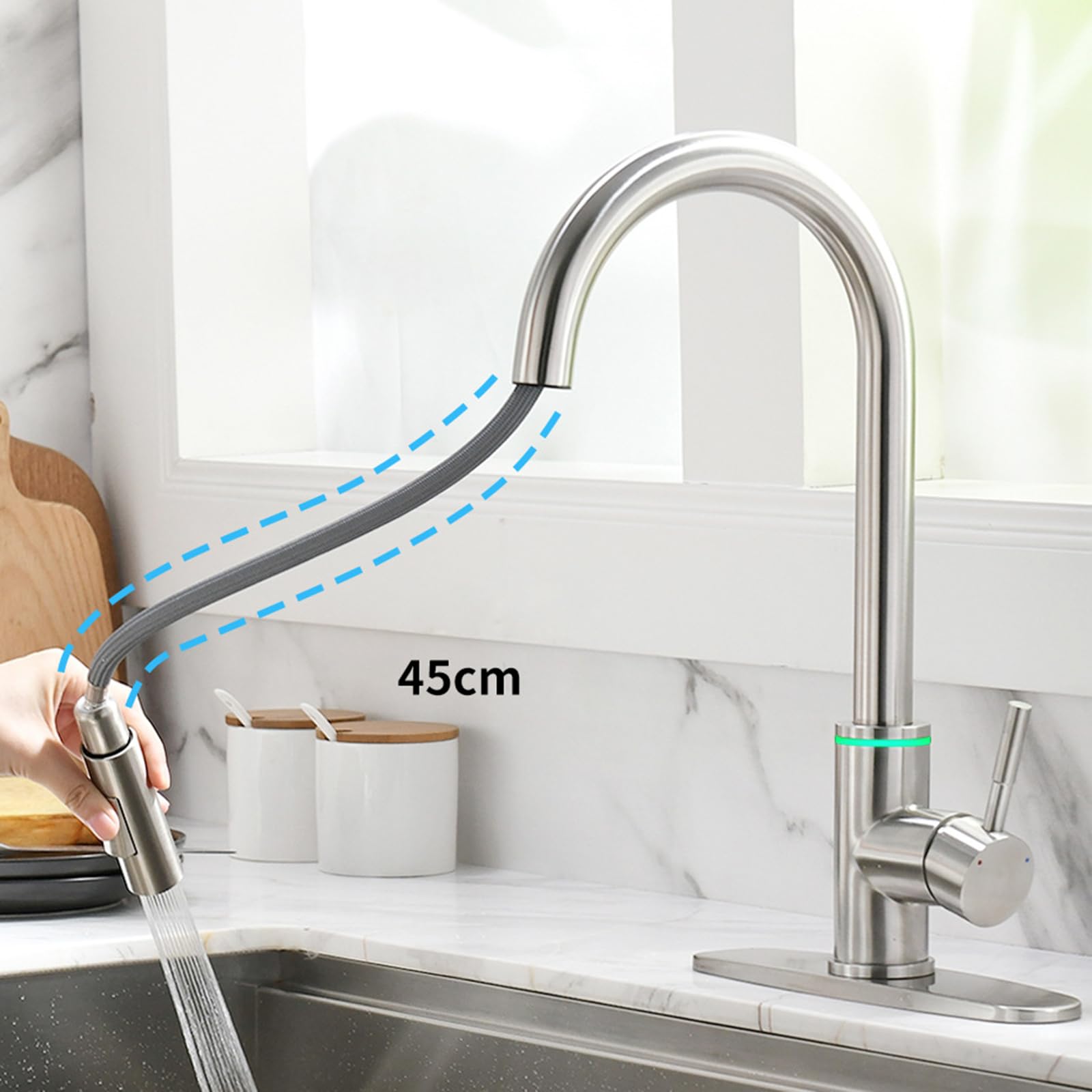 XJTNLB Rubinetto Cucina con Sensore Touch Led Estraibile