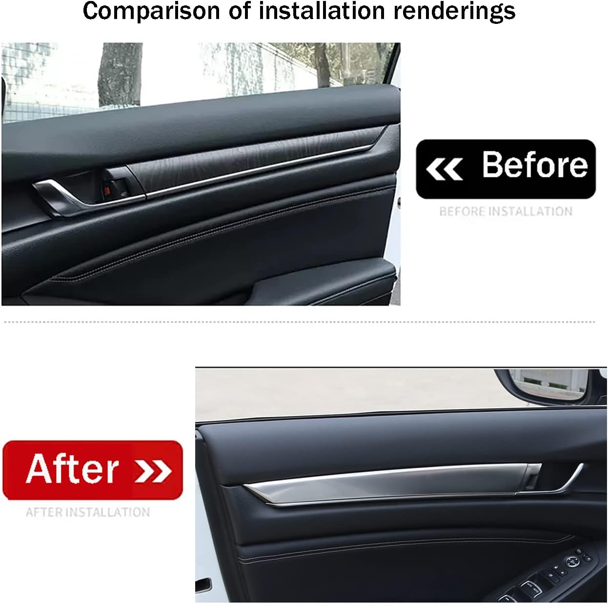 Car Accessories Fit for Honda Accord 10th Gen 2018-2022 Inner Side Door Panel Strip Cover Trim (Matte Silver) ABS 4 PCS