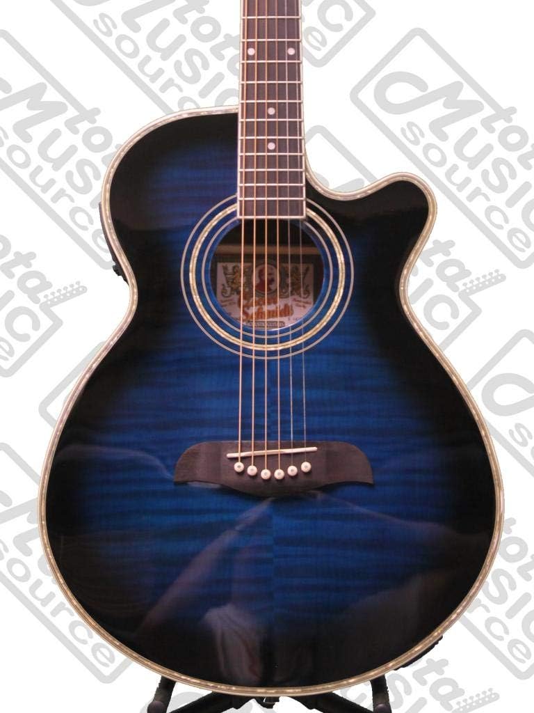 New Oscar Schmidt OG10CEFTBL Transparent Blue Acoustic Electric Guitar