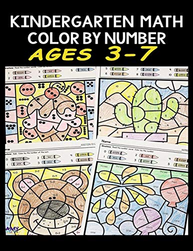 kindergarten math color by number ages 3-7: color by number for kids ages 3-7,Kids Coloring Book By Number,Animal Color By Number,kindergarten math color by number (BEST ACTIVITY BOOK FOR KIDS)