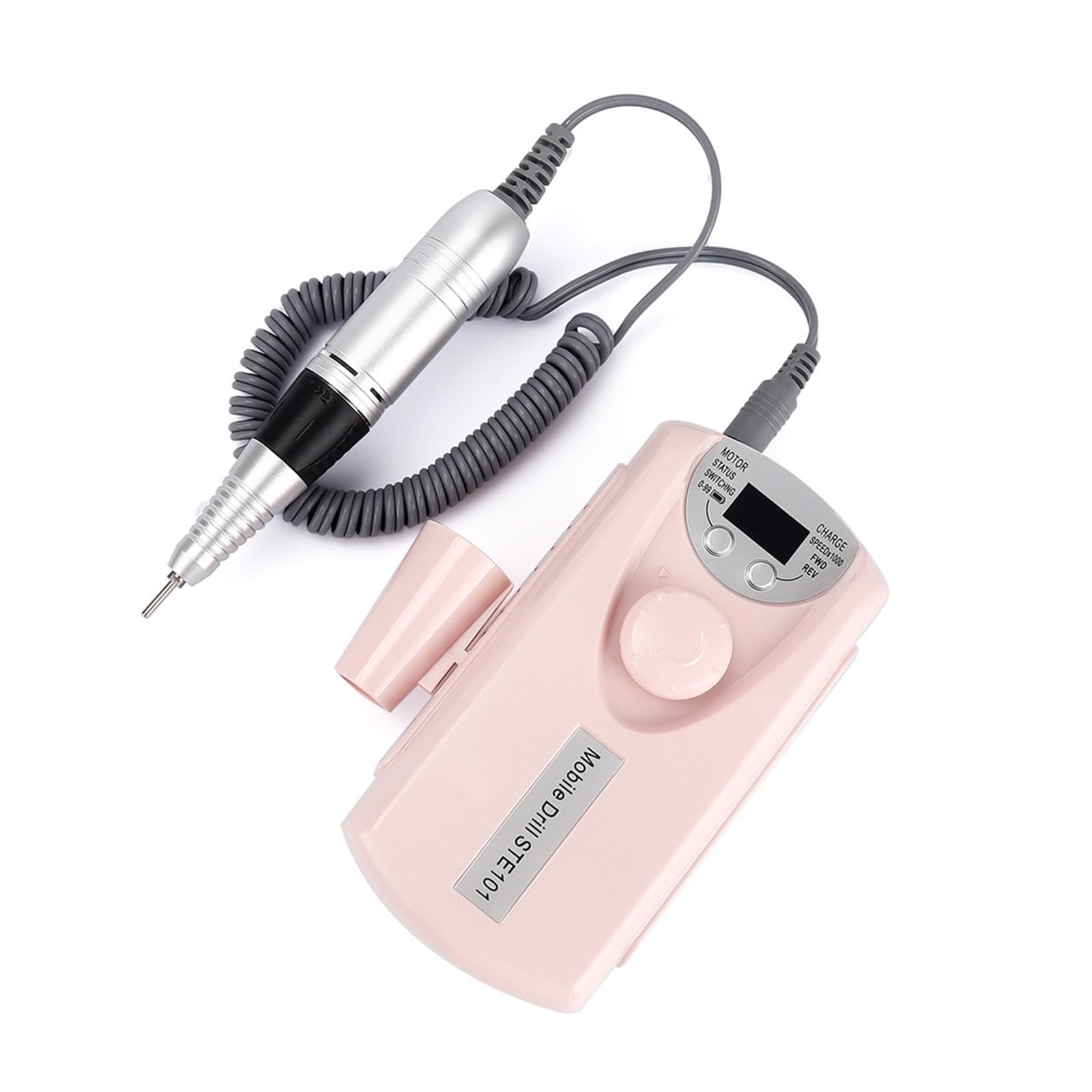 Szlifierka do paznokci 30000RPM elektryczna wiertarka do paznokci, przenośny akumulator Pro elektryczny pilnik do paznokci, Pro Pedicure obcinacz do paznokci z wyświetlaczem(STE101Pink)