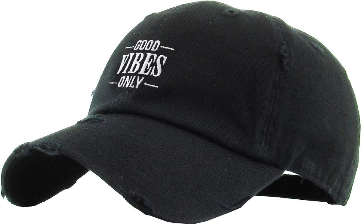 GOOD VIBES ONLY EMBROIDERY VINTAGE DAD HAT