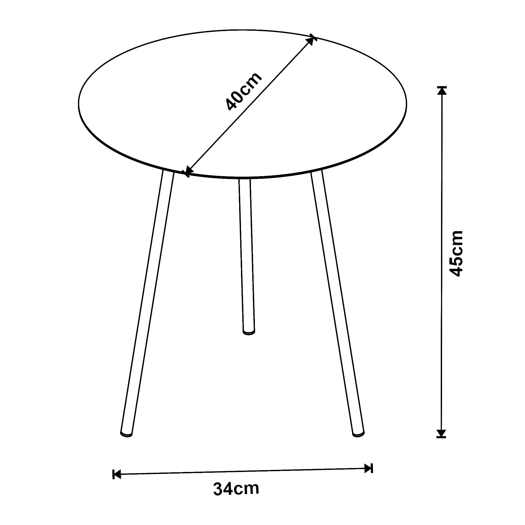 [en.casa] Table d'Appoint avec Plateau Rond et 3 Pieds Bout de Canapé Design Guéridon Table de Chevet Petite Table Basse pour Salon Chambre Bureau Métal 45 x 40 cm Noir