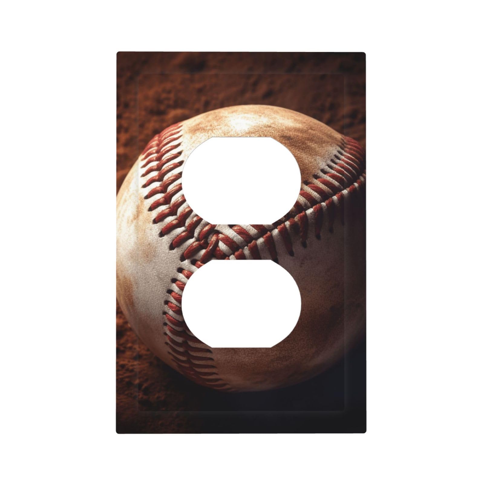 1-Gang Decorator Wall Plate Baseball Light Switch Cover Single Gang Receptacle Outlet Wall Plate Mid Size 5" x 3" Wallplate Unbreakable Polycarbonate Outlet Faceplates Covers
