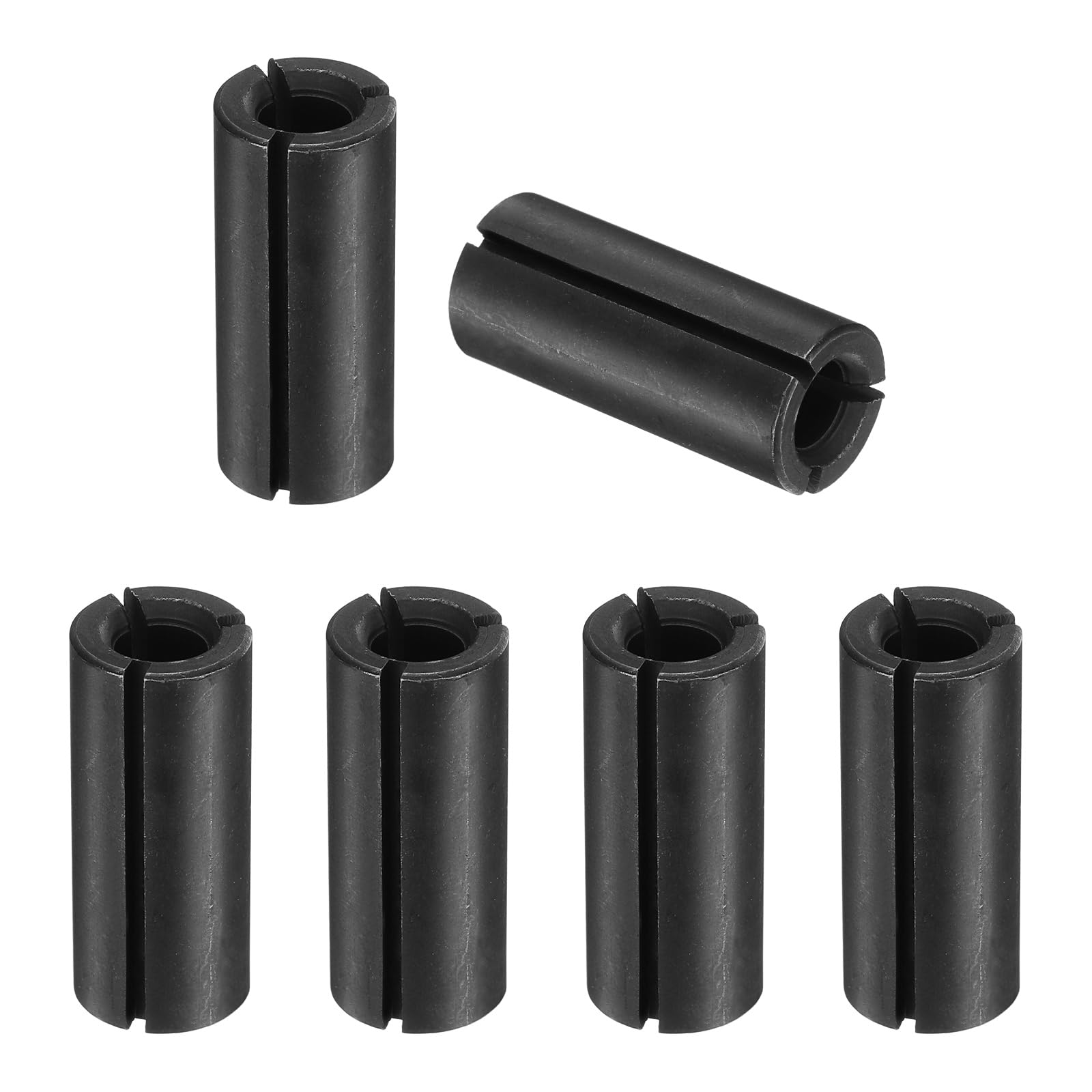 sourcing map 6pcs Collet Adapter 12mm (15/32") to 6mm (15/64") Carbon Steel Router Collet Reduction Sleeve Tool Bit Shank Router Conversion Chuck Adapter for Woodworking CNC Engraving, Black