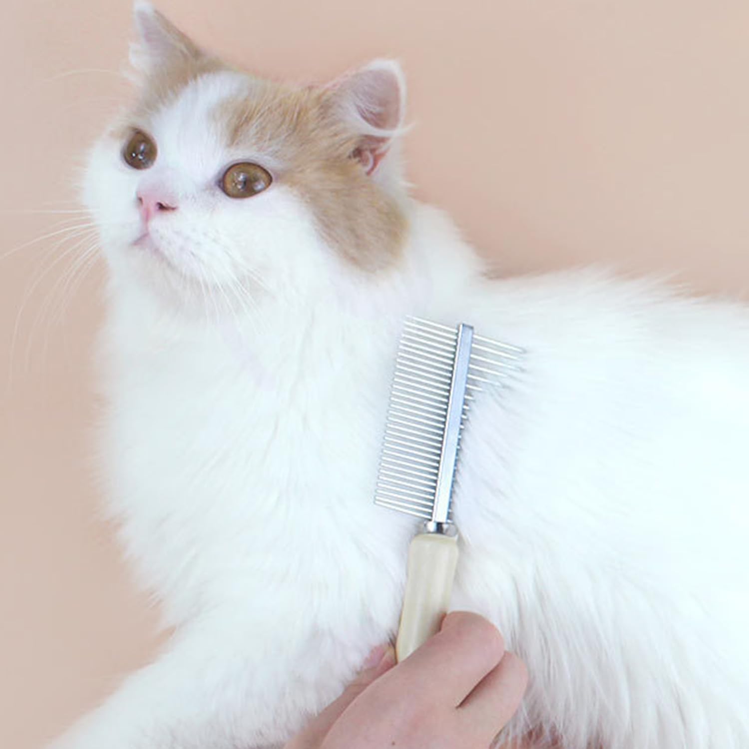 NAUZE 2 Pieces Pet Grooming Comb Double And Single Row Comb Pet Cat Dog Grooming Comb for Cats Dogs Trimmer Tool Pet Grooming Comb - Image 3