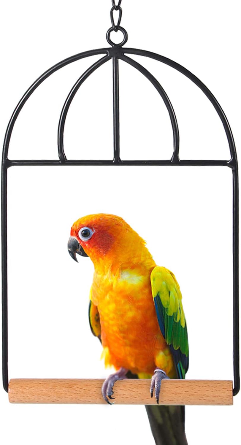 Kimdio Bird Swing Natural Wooden Cage Hammock, Bird Toy Parrot cage perches Cages Cockatiel Conure caiques Parakeets Budgie parrotlet Swings Perch: Garden & Outdoor
