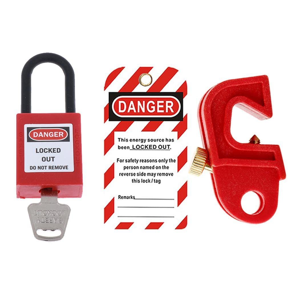 CLUB BOLLYWOOD 3Pcs Set Circuit Breaker Lockout Electrical Safety Device Kit Red CB-02-S | Other Locks | Access Control Equipment