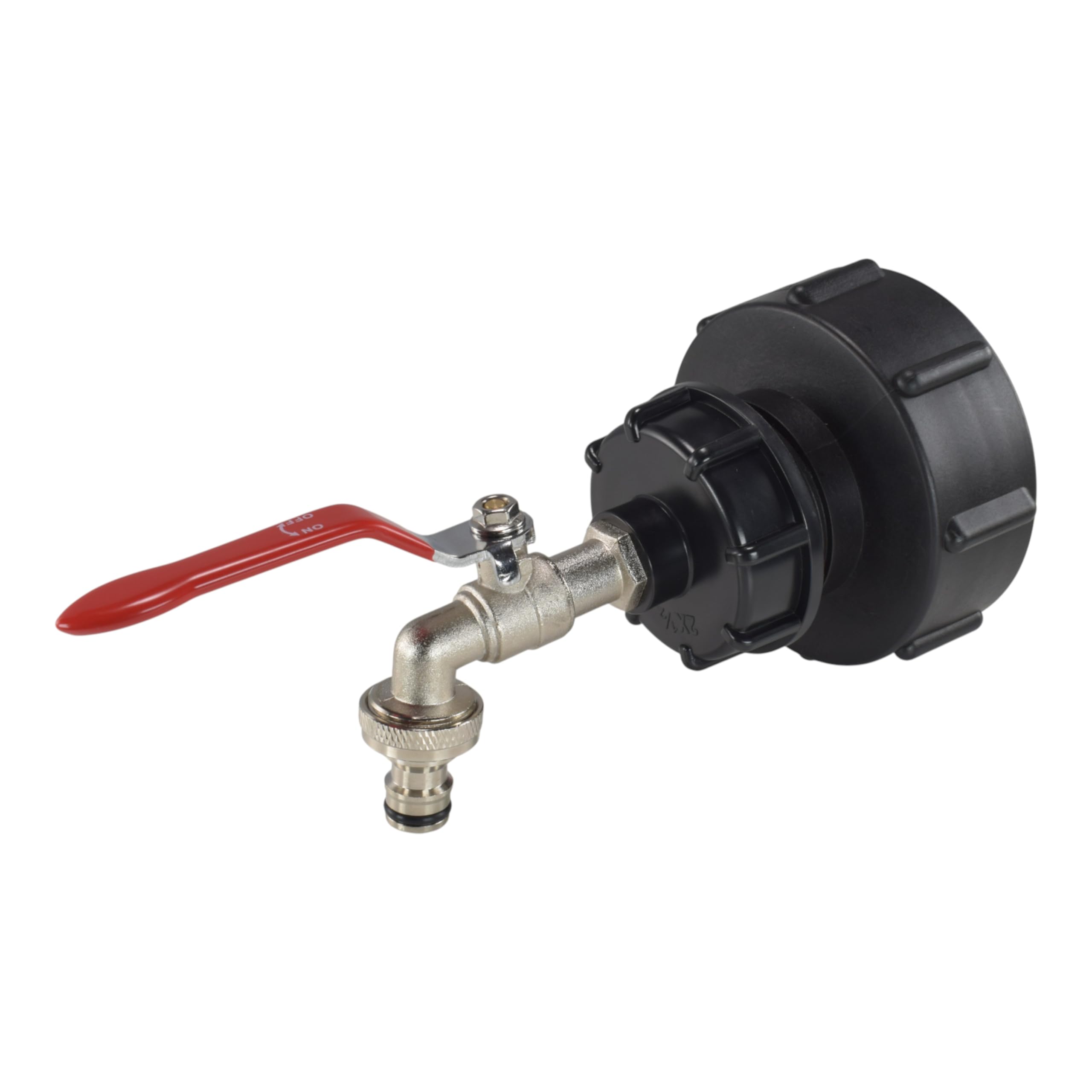 Cost Wise Mixed Ibc Storage Tank Fitting With An Outlet Tap, 4" (S100 X8) Adaptor+Range Of Tap Options,Provides Connection For Garden Hoses (Lever Tap +Hose Click Connector)
