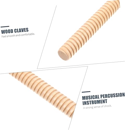 Miniatura 4 de Milisten 4 uds de canto acanalado ritmo de madera dura preescolar hilo música wiki madera para instrumentos prácticos tempranos palos de percusión