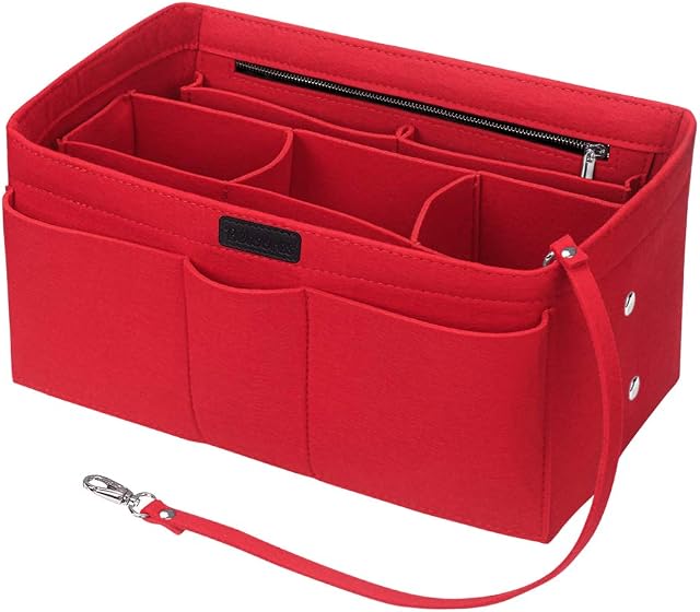 Felt Handbag Organiser, Betoores Bag Organiser Insert Handbag Purse Organiser Bag in Bag Handbag Liner Tote Organiser Bag Pouch,Red - L