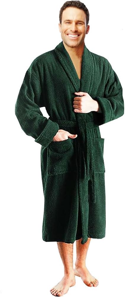 Stars and Stripes Bottle Green 100% soft cotton Terry Towelling robes gowns bath robe, bathrobes, bathrobe