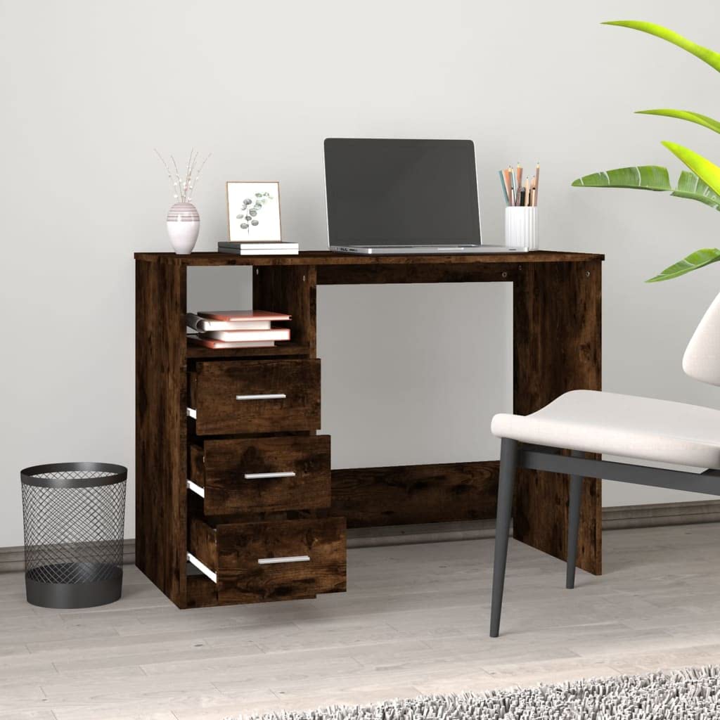 Scrivania con cassetti Incensi 102 x 50 x 76 cm, 3 cassetti e 1 scomparto aperto per ufficio, casa e studio, materiale in legno resistente, moderno
