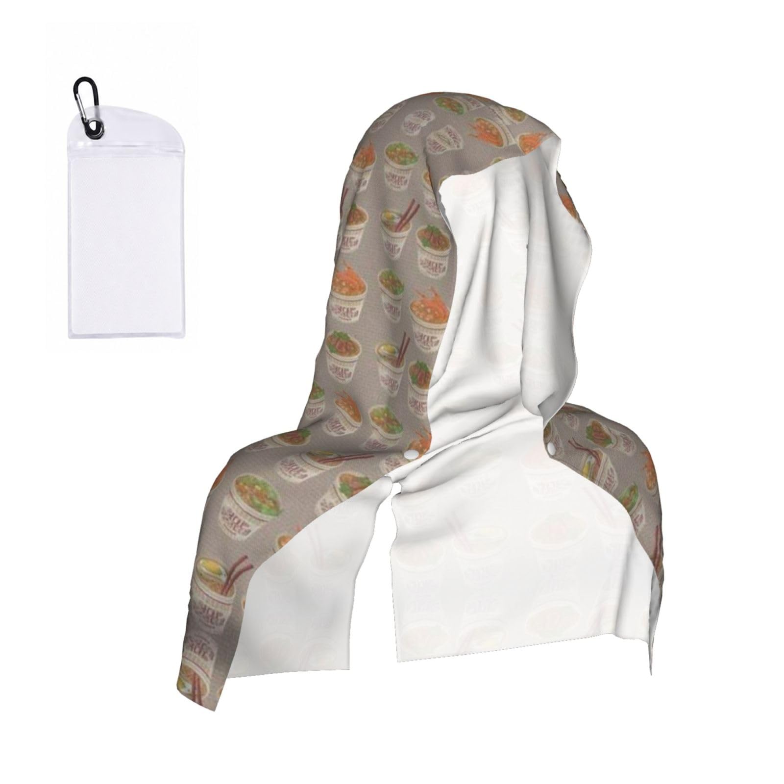 EZDLOWVBA Egg Cup Noodle Ramen Print 2 Pack Cooling Hoodie Towels,Sports Headscarf, Neck Wrap Scarf,Breathable Cooling Towel For Neck And Face, Travel, Swimming, Training