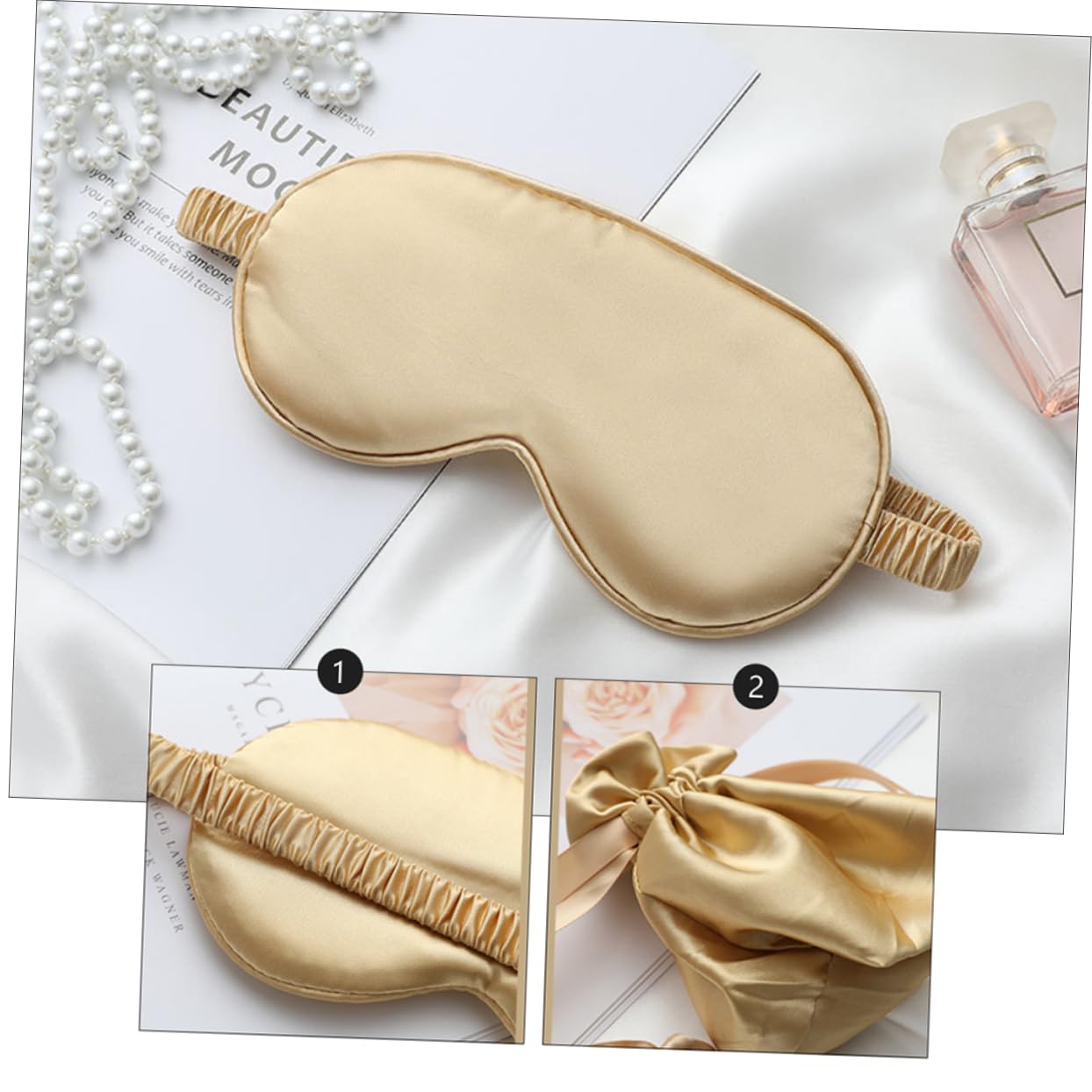 MAGICLULU 3 Set 4 Pezzi Maschera Per Dormire Maschera Per Occhi Fascia Per Borsa Portaoggetti Pratico Kit Benda Per Dormire