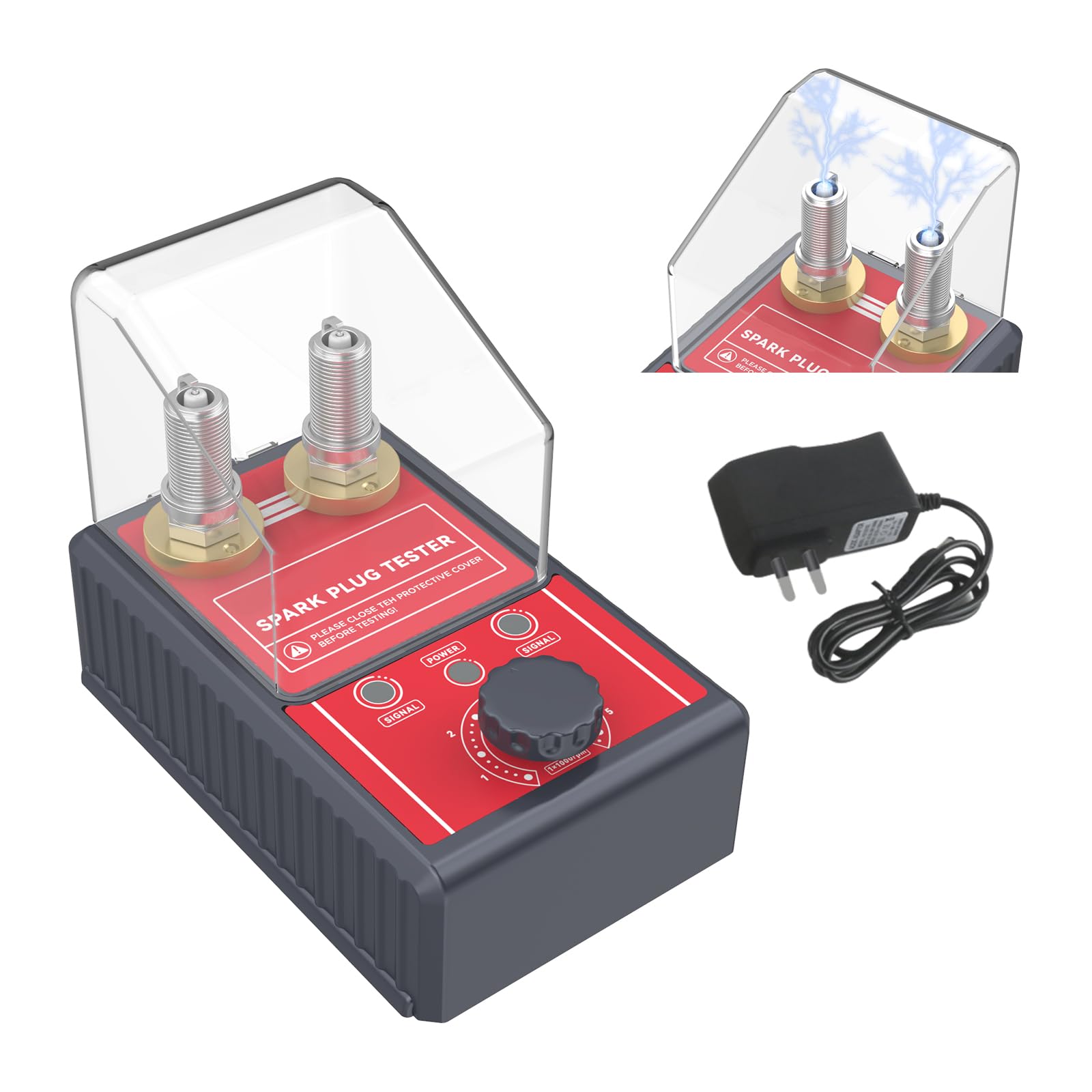 Tester Per Candele Auto E Moto A Doppio Foro - Frequenza Regolabile 0-6000 Giri/min, 12V, Con Coperchio - BELEY