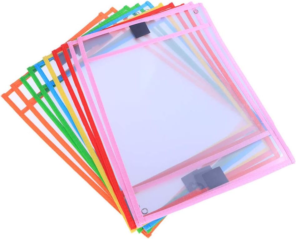 NUOBESTY 12pcs Dry Erase Pocket Sleeves Resuable Pockets