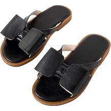 GORGLITTER Girl's Cute Bow Slides Strappy Flat Sandals Merallic Open Toe Slip on Slippers Summer Vacation Beach Shoes