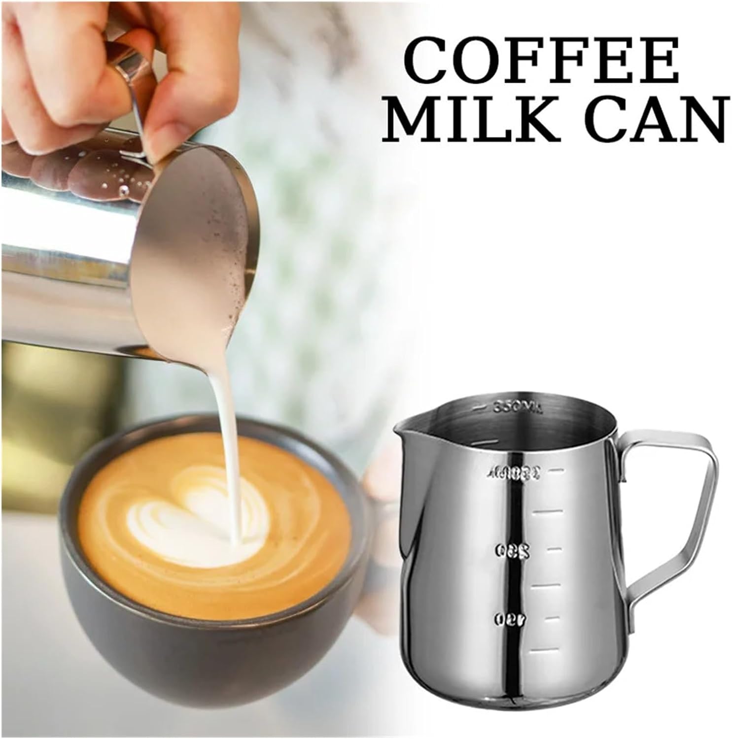 Stainless Steel Milk Frothing Jug Silver Frother Coffee Latte Container Metal Barista Cup Accessories