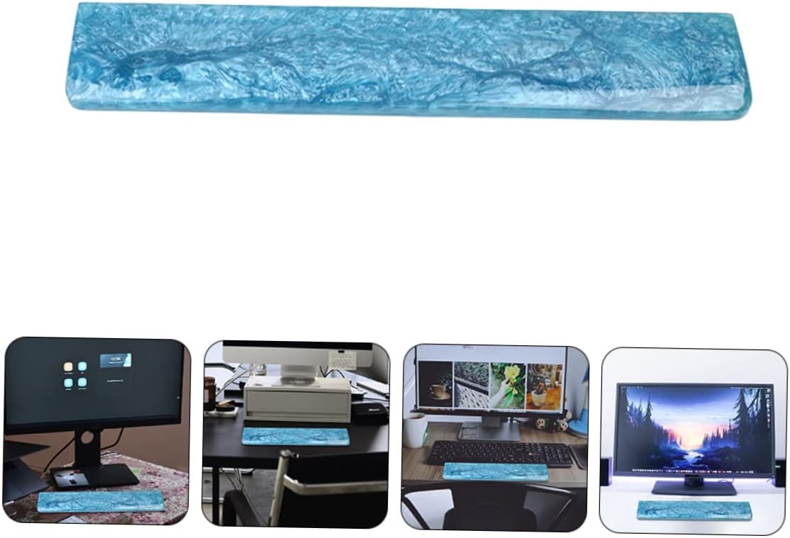 DOITOOL Ergonomic Keyboard Wrist Rest Pad Cushion Support for Relief Blue Resin Wrist Pad for Comfortable Typing and Gaming Fatigue for Home Office Use