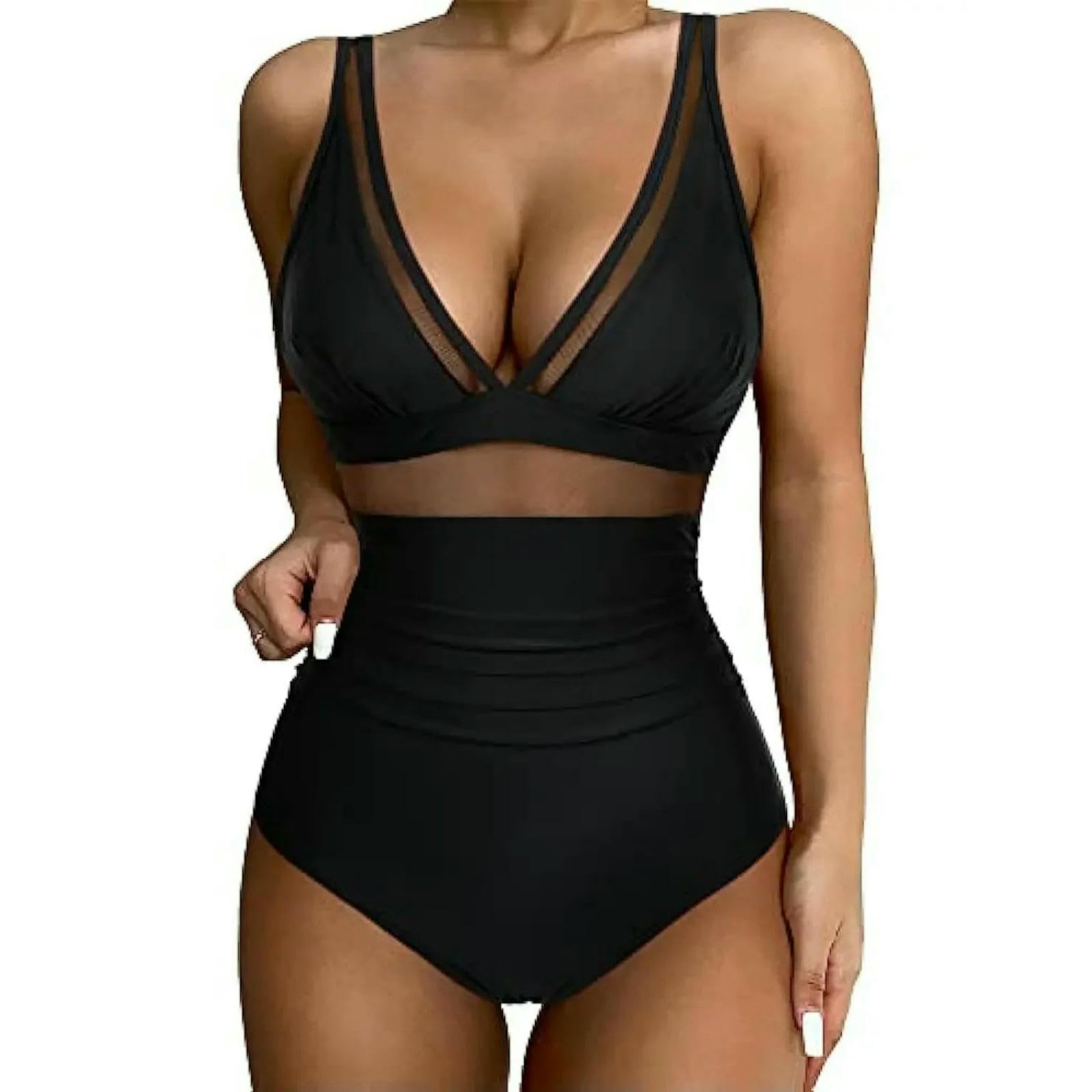 Maillot de bain sexy deep V monokini en mesh pour sculpter la silhouette