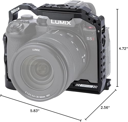 Miniatura 8 de Nitze Jaula G9II S5II S5IIX para cámara Panasonic S5 II / S5 IIX / G9 II, con 2 rieles NATO integrados, zapata fría y placa de liberación rápida