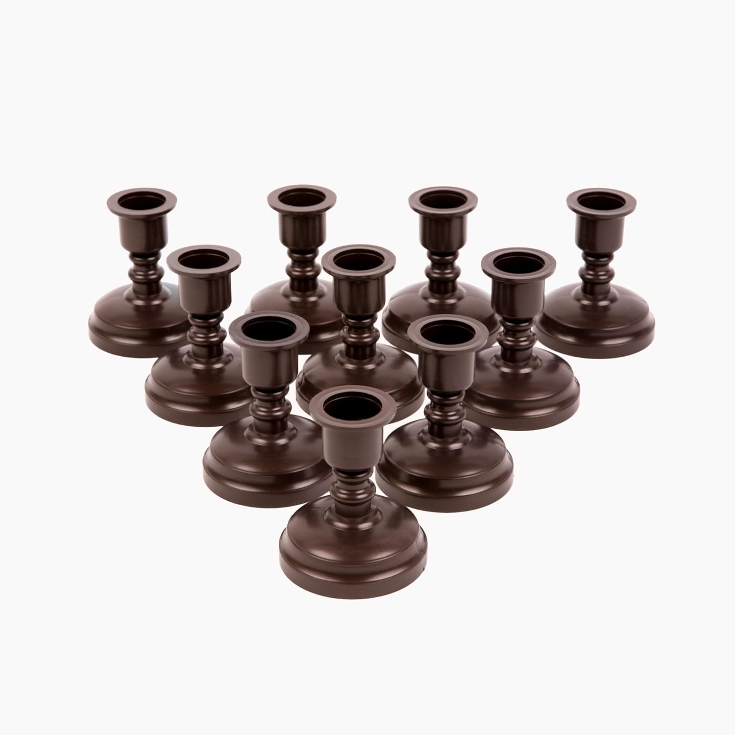 Set of 10 Bronze Plastic Candle Holders for use with