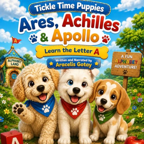 Tickle Time Puppies Ares, Achilles & Apollo Learn the Letter A Audiobook By Aracelis Gotay cover art
