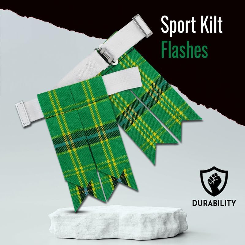 Kilt Flashes for Men with Heavy Buckle Adjusters, Plain & Tartan Kilt Sock Flashes. - Image 4