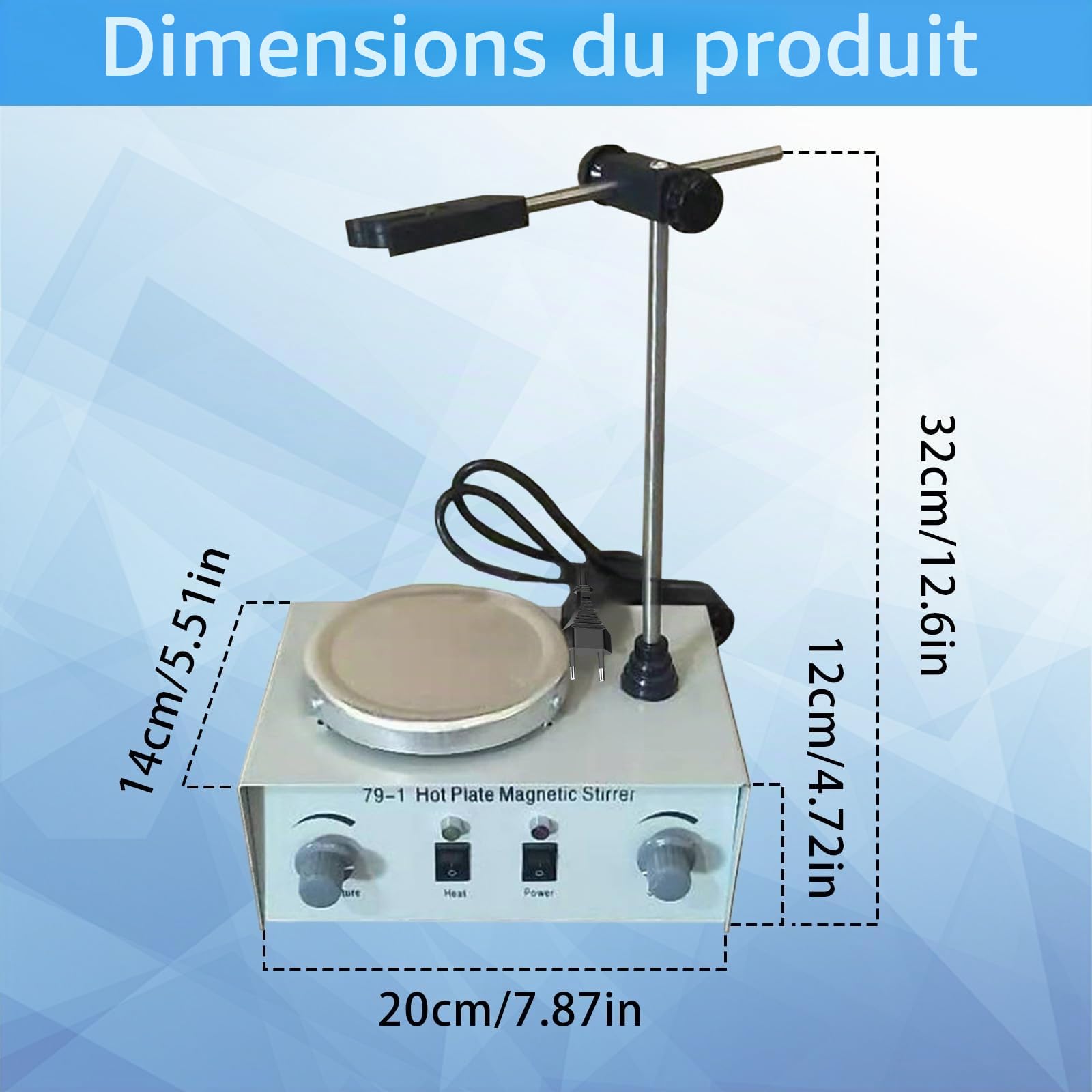 Agitateur Magnétique, Plaque Chauffante Laboratoire Agitateur Magnétique équipement 300W Avec Plaque Chauffante 0-2200 Tr/Min Avec Support Pour Mélanger Liquides Dans Le Laboratoire Tige D'agitation