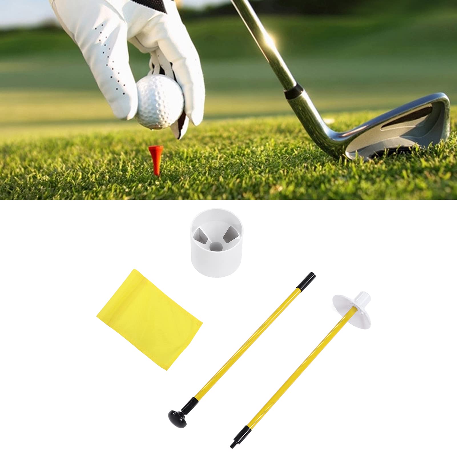 Palo de bandera para práctica de Golf, palo de bandera desmontable de 2 secciones, Putting Green de Golf (Jaune)