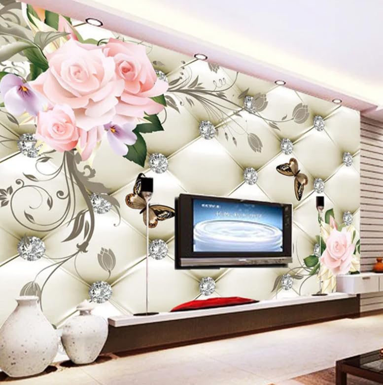 Papier peint 3D rétro pour salon et fond TV ambiance fleurs européennes