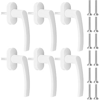 Scettar Pack of 6 Window Lock Burglary Protection Window Handles White Window Latch Door Handles Suitable for Windows and Balcony Doors
