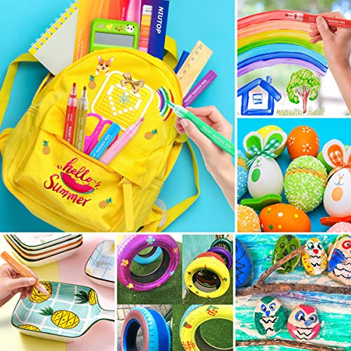 12 Colors Paint Markers, Acrylic Paint Pens For Rock Painting, Stone, Halloween Pumpkin Decorating Ornaments Paint For Kids Adults Diy Marking, Ceramic, Wood, Art Craft Painting Supplies, Medium Tip #TOP6