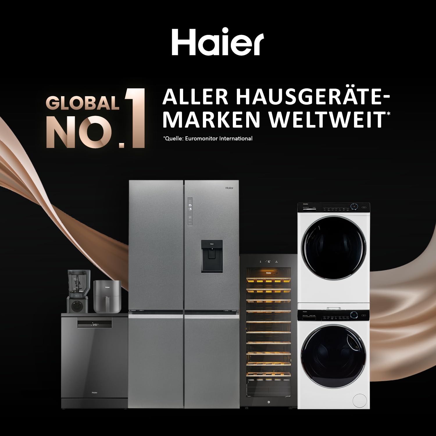 Haier Zwischenbaurahmen für Trockner & Waschmaschine, ausziehbar I Universaler Verbindungsrahmen für Haier Waschmaschine Serie 3, 5, 7 & Trockner Serie 5, 7 I Kippsicherer Zwischenbausatz weiß
