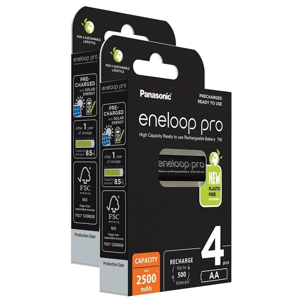 Eneloop Pro 2 x 4 Rechargeable Batteries Mignon 2500 mAh AA Ni-MH 1.2 V