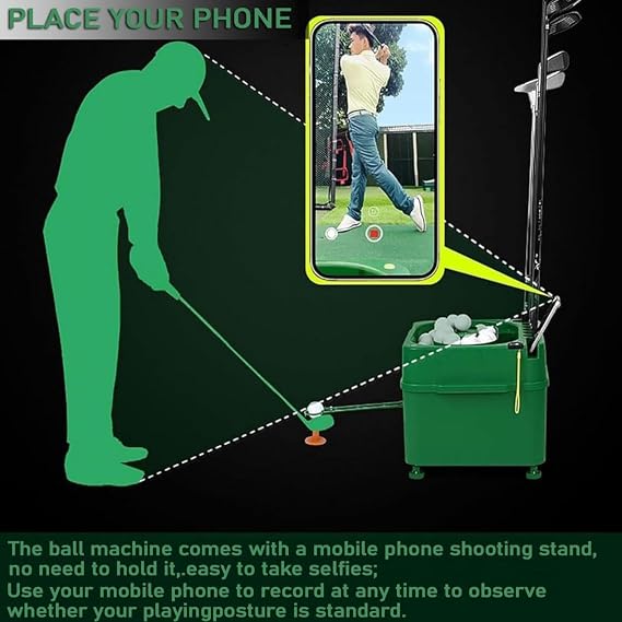 Automatic Golf Ball Dispenser with Adjustable Stand, Foldable Rail, and Pitching Machine for Practice