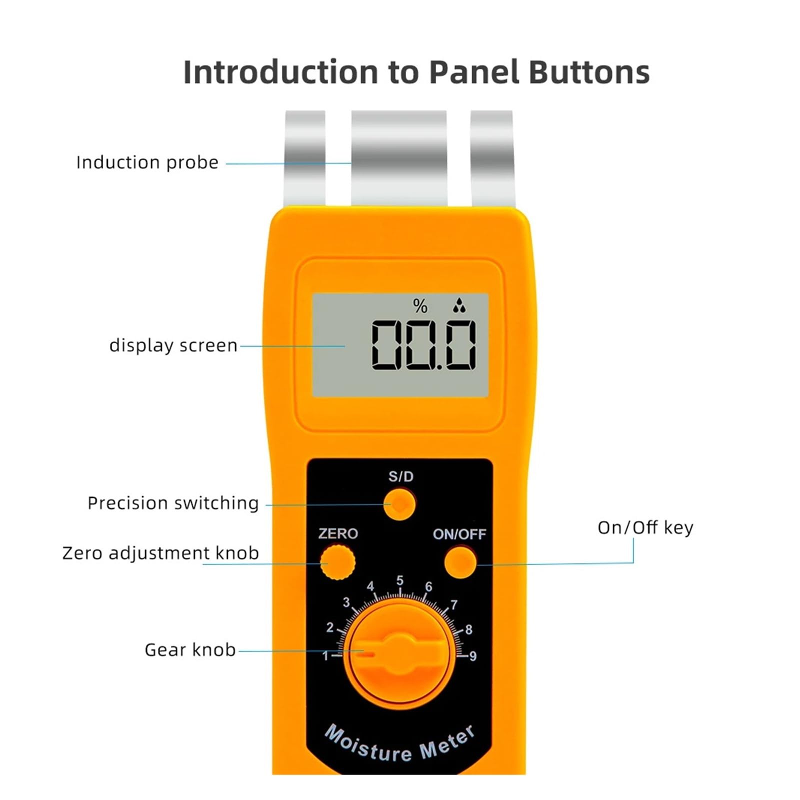 Misuratore di umidità tessile DM200T, sensore di umidità for indumenti tessili, filati, pelle e tessuti con display digitale portatile Basso errore, alta sensibilità