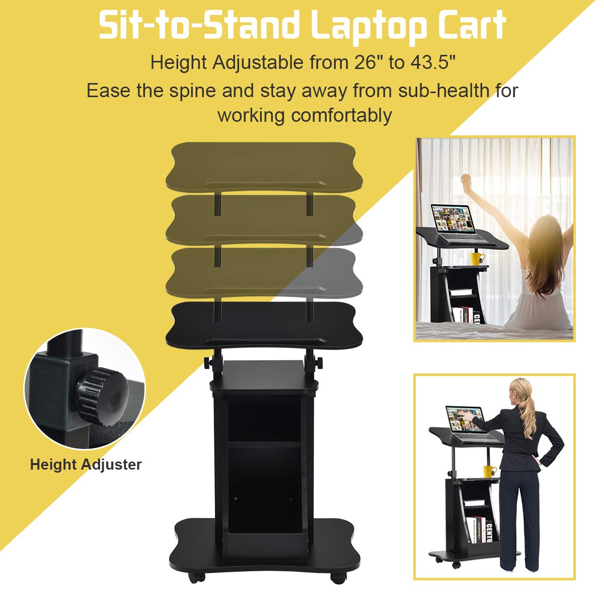 Tangkula Mobile Laptop Podium, Portable Height Adjustable Podium Stand
