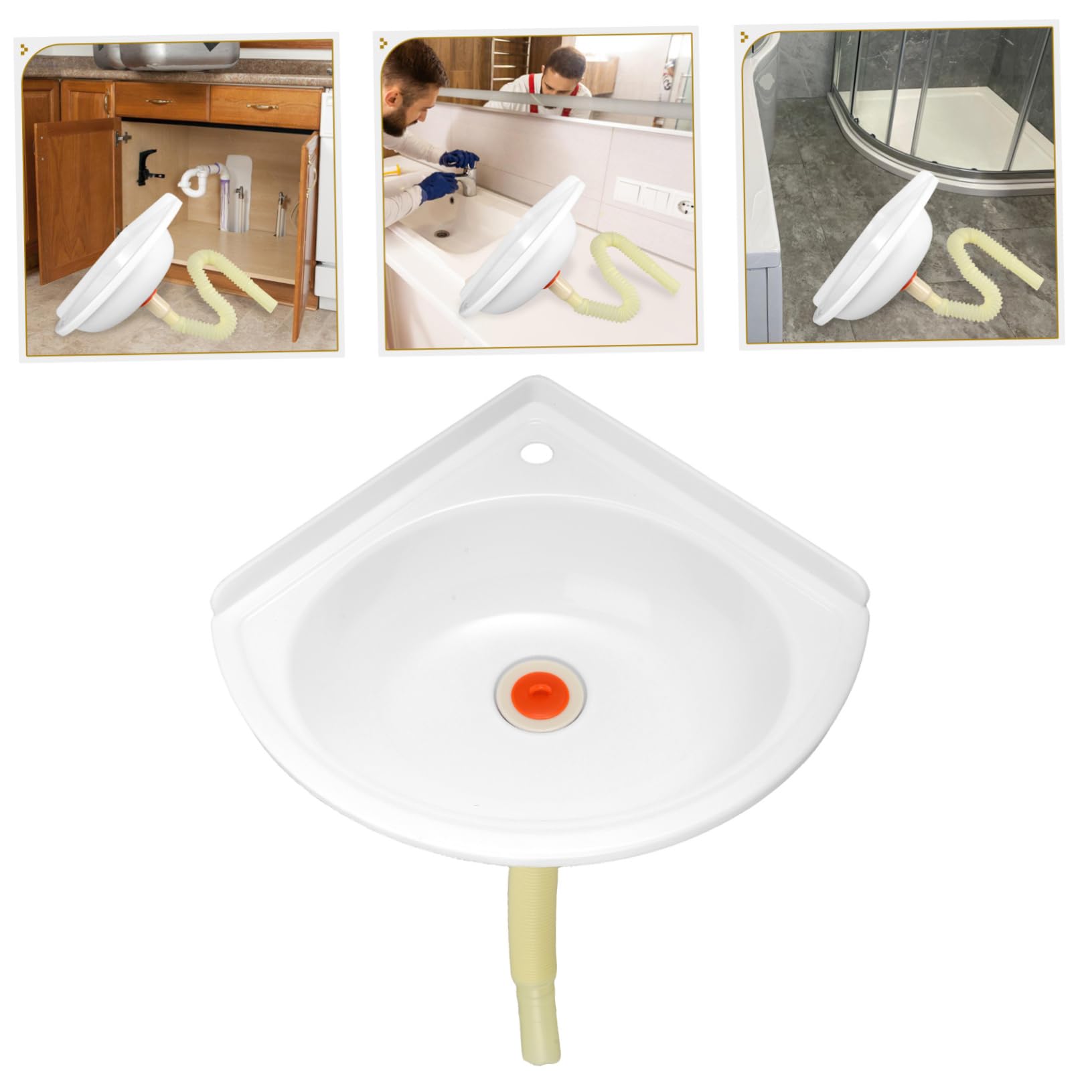 Lavabo Triangulaire en Plastique Léger, Montage Mural Facile, Design Compact et Gain de Place, pour Salles de Bain et Balcons Plusieurs styles