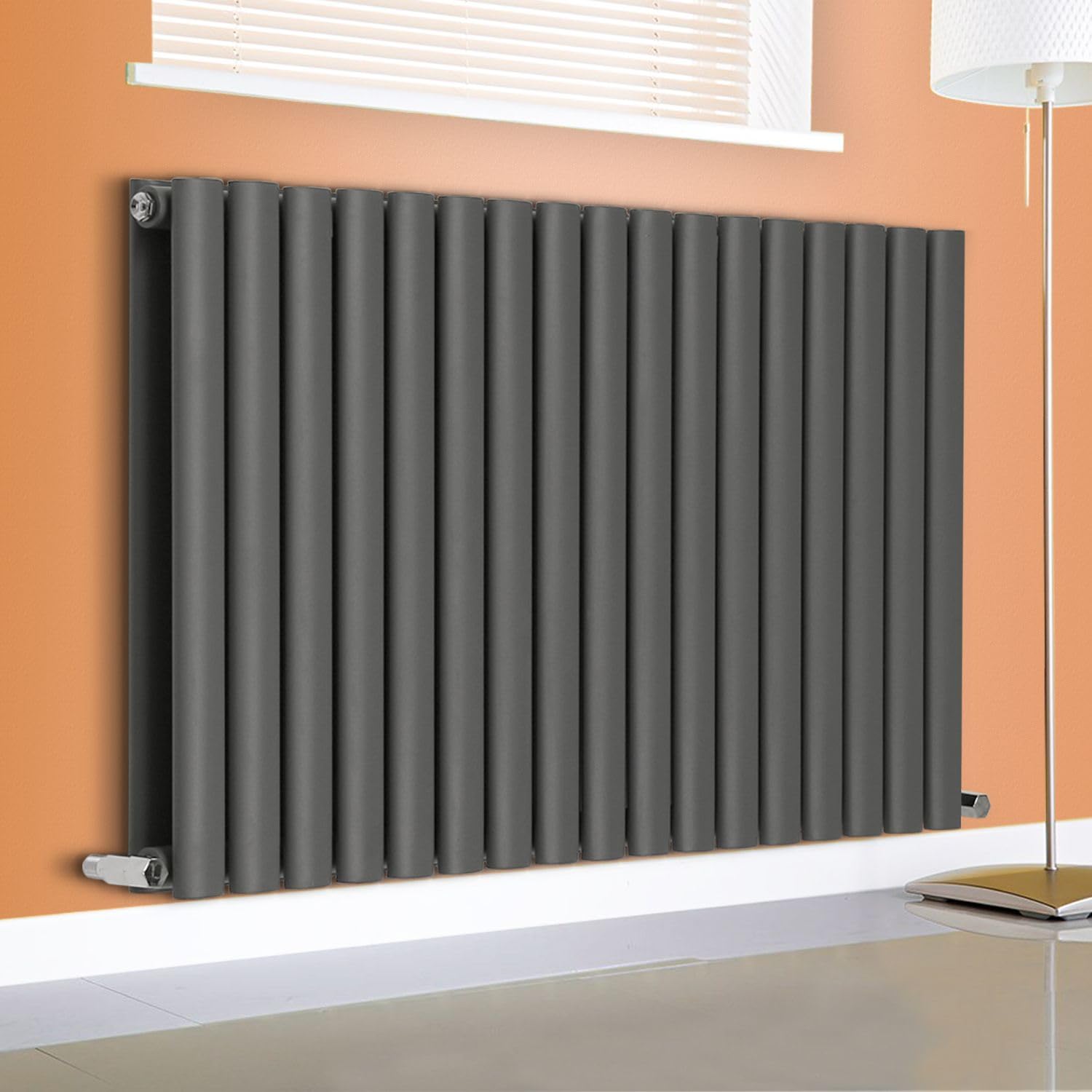 Horizontal Vertical Designer Radiator Oval Column White Anthracite Tall Upright Rads (Double - 400 x 1020mm, Anthracite)