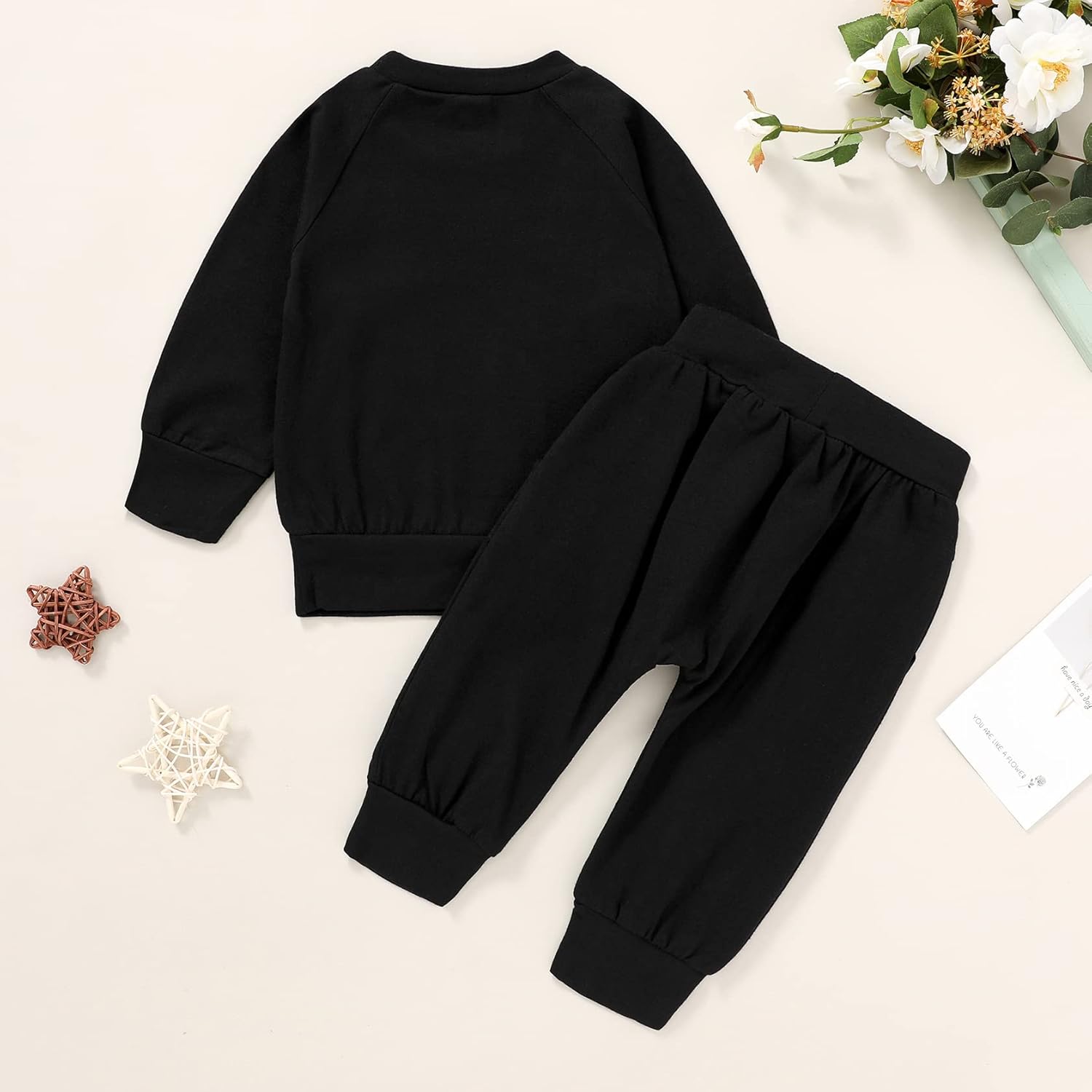 Happy Town Fall Outfits for Toddler Girl Boy Long Sleeve Top and Long Pants Set Toddler Sweatsuits - Image 3