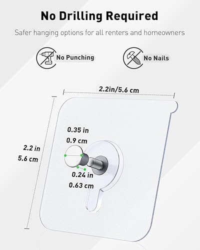 Miniatura 4 de Uniclife 30 ganchos autoadhesivos de 33 libras de carga máxima, ganchos de pared resistentes sin clavos, ganchos de pared para colgar marcos