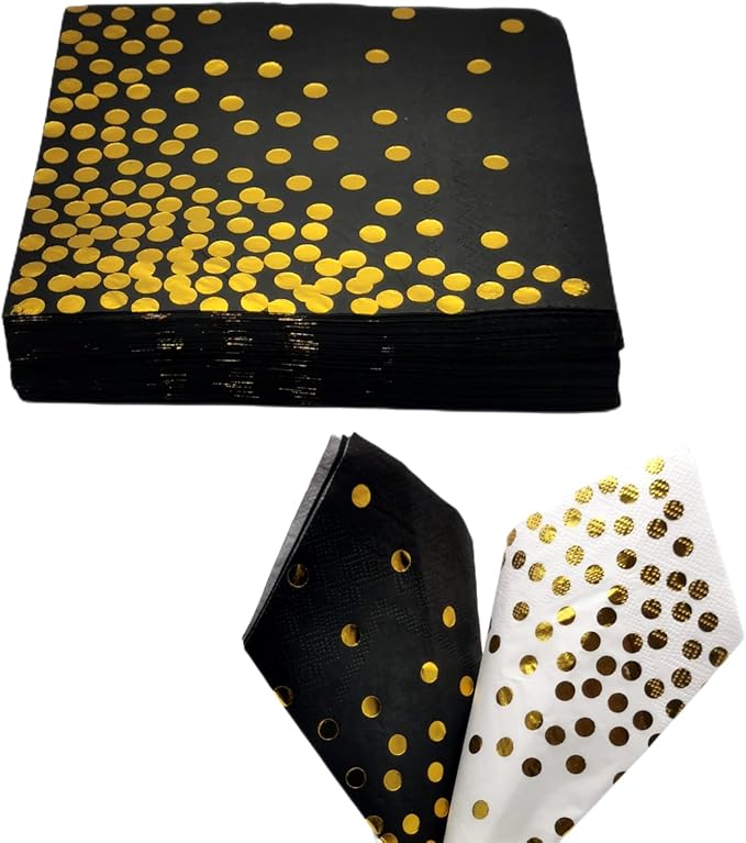 SERVIETTES FESTONNEES 33X33CM FLEURS ET OR X 16