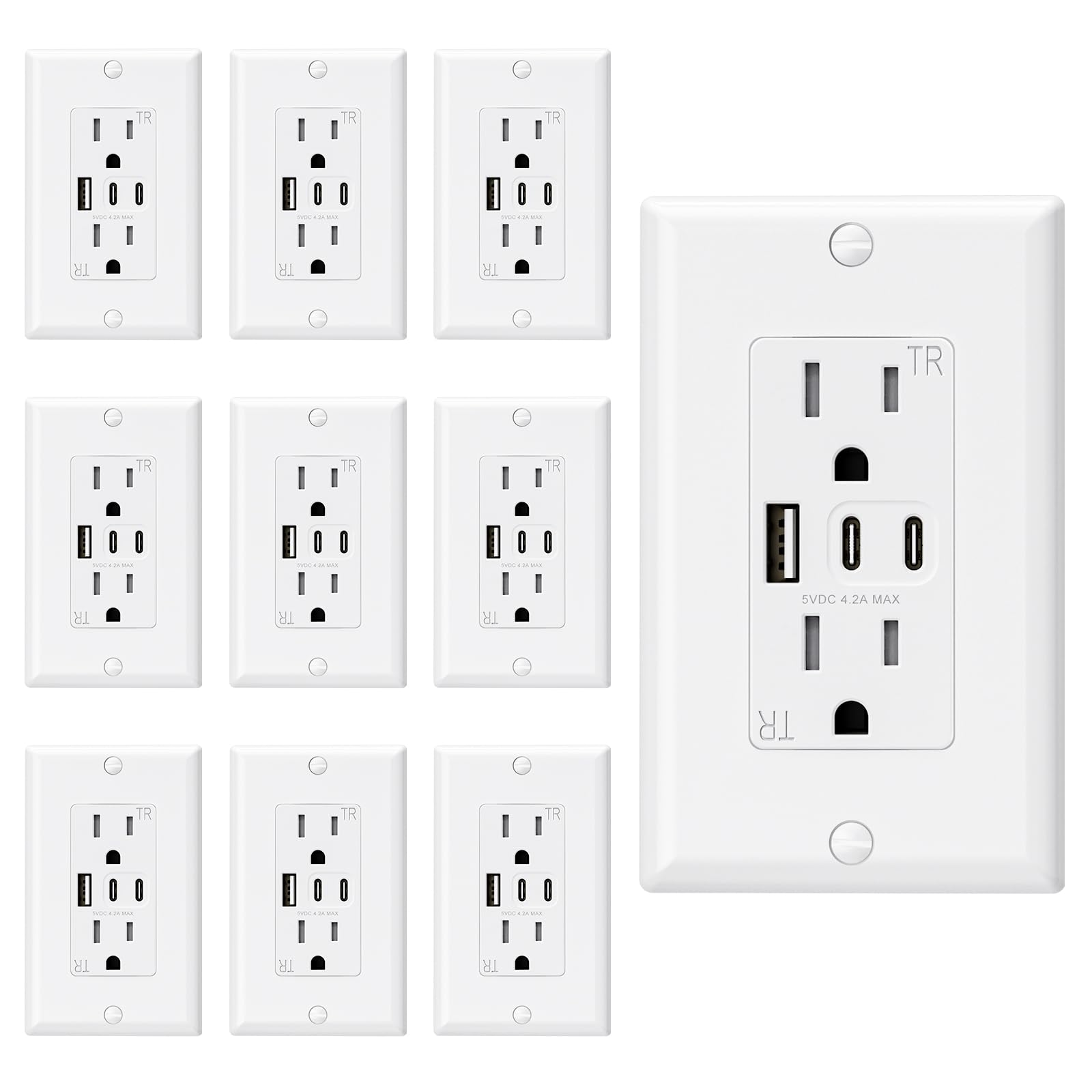 ELEGRP 2-Pack USB Outlet with 3 USB Ports -10 ELEGRP 2-Pack USB Outlet with 3 USB Ports -10