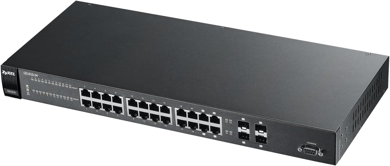ZyXEL 24-Port GbE Web Smart Managed Switch Fanless Design (GS1910-24)