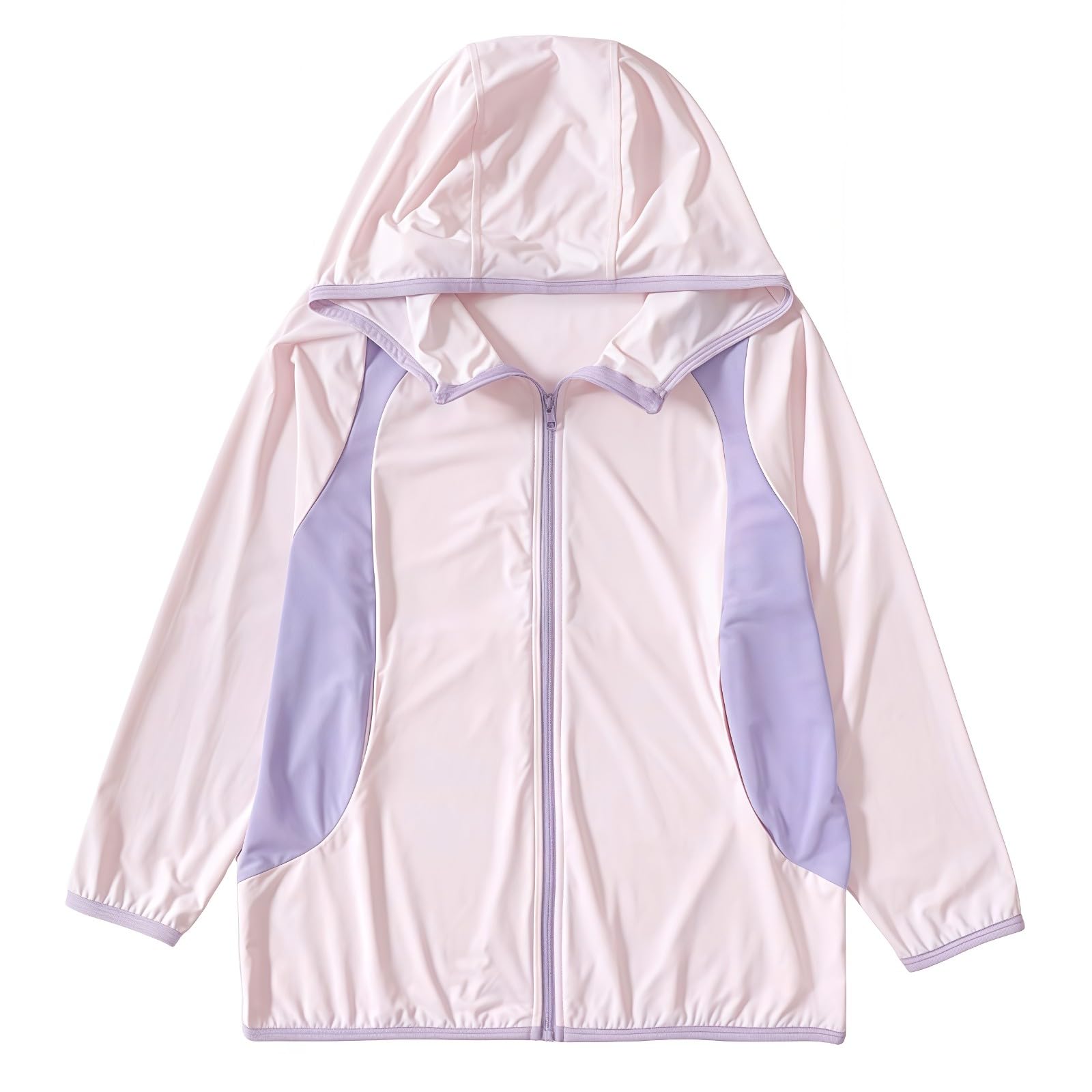 Chaqueta de verano con capucha para niñas, ligera, con cremallera, manga larga, transpirable, suave, para exteriores, playa