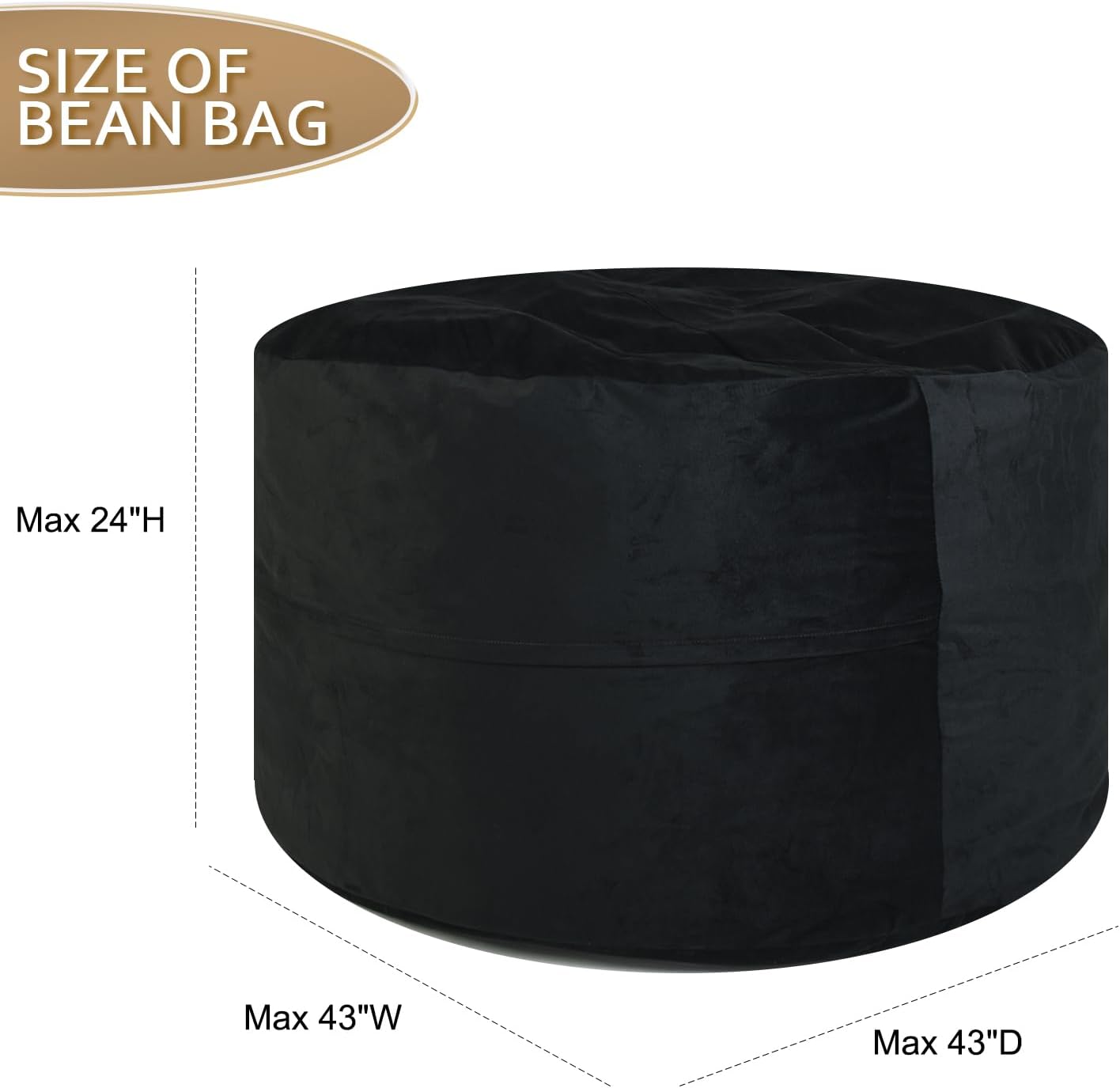 YuppieLife Large Foam Filled Bean Bag Chairs for Kids Teenagers Adults Living Room Gaming Relaxing 4F Machine Washable Lazy Sofa?Ivory